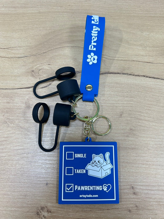 Single, Taken, Pawrenting CATS - Key chain